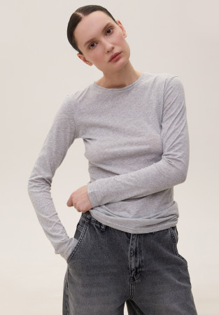 Лонгслів базовий із джерсі сірий меланж